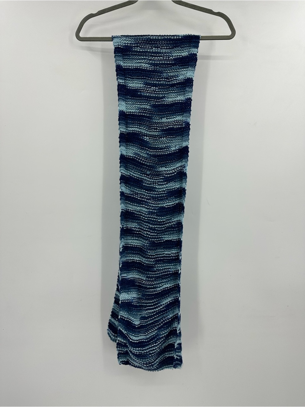 Men’s Blue Striped Knit Scarf